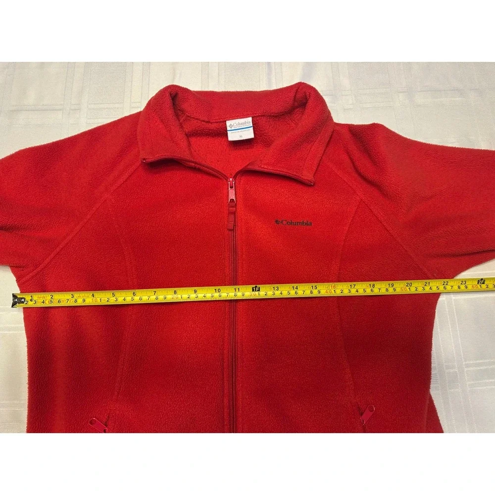 Columbia Fleece Jacket Mens XL Red Benton Springs Full Zip Outdoor Warm Layer